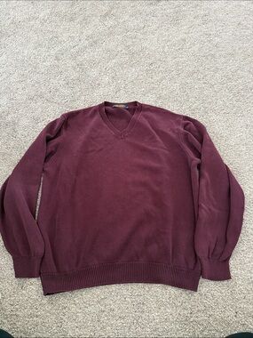 Brooks Brothers Men's V-Neck Sweater Burgundy XL